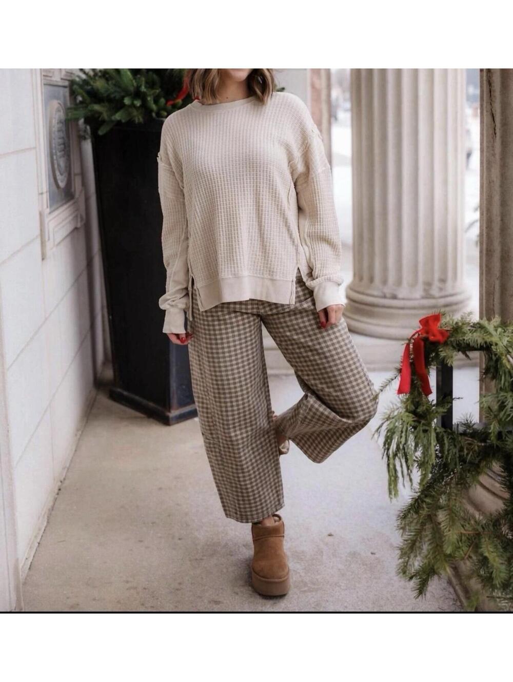 Miou Muse Nelly Mini Checkered Barrel Pants Size S NWT $134